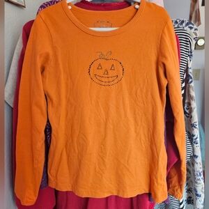 Girls' Orange Pumpkin Long Sleeve